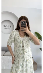 Bratislava Serisi Çiçekli Bluz - Yeşil - 1029