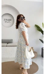 Bratislava Serisi Çiçekli Etek - Mavi - 5028