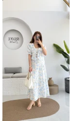 Bratislava Serisi Çiçekli Etek - Mavi - 5028