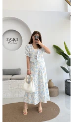 Bratislava Serisi Çiçekli Etek - Mavi - 5028