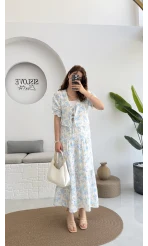 Bratislava Serisi Çiçekli Etek - Mavi - 5028