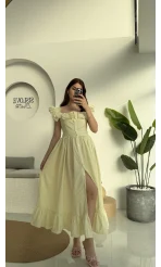 Bridgerton Lime Sarı Elbise