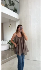 Bronz Askılı Pelerin Bluz - Kod: 5090