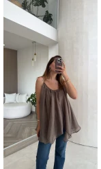 Bronz Askılı Pelerin Bluz - Kod: 5090