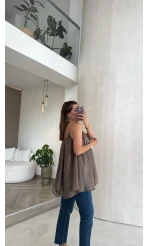 Bronz Askılı Pelerin Bluz - Kod: 5090
