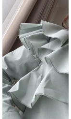 Bukle Fırfırlı Gömlek Mint