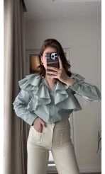 Bukle Fırfırlı Gömlek Mint