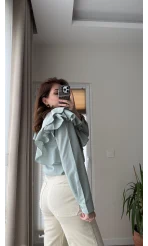 Bukle Fırfırlı Gömlek Mint