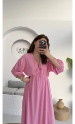 Bürümcük Maxi Boy Becca Elbise Pembe - 3036