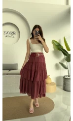 Büyük Kemerli Kat Kat Etek Gül Kurusu