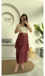 Büyük Kemerli Kat Kat Etek Gül Kurusu