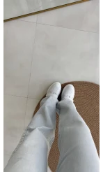 Buz Mavisi Yüksek Bel Denim Jean Pantolon - Kod: 876