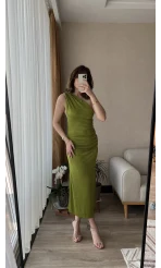 Buzy Yeşil Sırt Detay Elbise