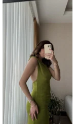 Buzy Yeşil Sırt Detay Elbise