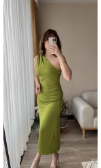 Buzy Yeşil Sırt Detay Elbise