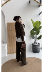 Calliope Gömlek Detay Hırka Takım - Acı Kahve