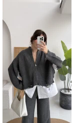 Calliope Gömlek Detay Hırka Takım - Antrasit