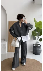 Calliope Gömlek Detay Hırka Takım - Antrasit