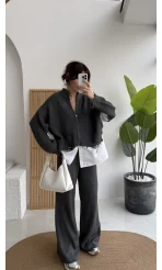 Calliope Gömlek Detay Hırka Takım - Antrasit