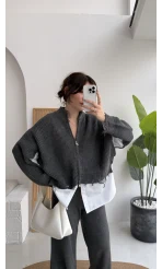 Calliope Gömlek Detay Hırka Takım - Antrasit