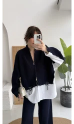 Calliope Gömlek Detay Hırka Takım - Lacivert