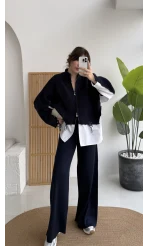 Calliope Gömlek Detay Hırka Takım - Lacivert