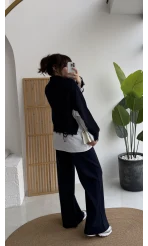 Calliope Gömlek Detay Hırka Takım - Lacivert