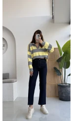 Callista Straight Leg Koyu Lacivert Jean Pantolon