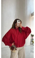 Camilla Transparan Ceket - Kırmızı - Kod: 9753