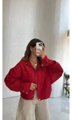 Camilla Transparan Ceket - Kırmızı - Kod: 9753