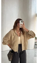 Camilla Transparan Ceket - Krem - Kod: 9753