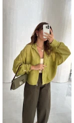 Camilla Transparan Ceket - Yeşil - Kod: 9753