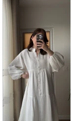 Cande Müslin Uzun Elbise Beyaz