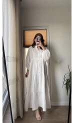Cande Müslin Uzun Elbise Beyaz
