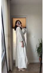 Cande Müslin Uzun Elbise Beyaz