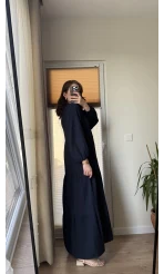 Cande Müslin Uzun Elbise Lacivert