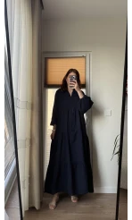 Cande Müslin Uzun Elbise Lacivert