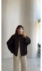 Carlotta Pileli Bomber Ceket - Acı Kahve - Kod: 7781