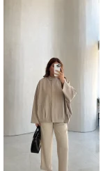 Carlotta Pileli Bomber Ceket - Taş - Kod: 7781