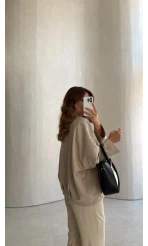 Carlotta Pileli Bomber Ceket - Taş - Kod: 7781