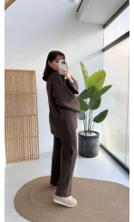 Carly Polo Yaka Triko Takım - Acı Kahve