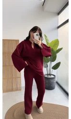 Carly Polo Yaka Triko Takım - Bordo