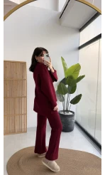 Carly Polo Yaka Triko Takım - Bordo