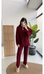 Carly Polo Yaka Triko Takım - Bordo