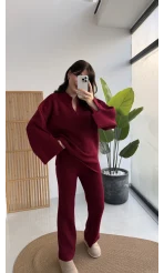 Carly Polo Yaka Triko Takım - Bordo