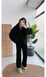 Carly Polo Yaka Triko Takım - Siyah