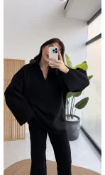 Carly Polo Yaka Triko Takım - Siyah