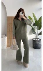 Carly Polo Yaka Triko Takım - Yeşil