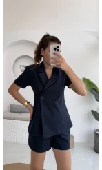 Carmilla Yarım Kol Blazer Ceket Şort Takım - Lacivert - 0459