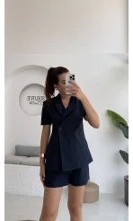 Carmilla Yarım Kol Blazer Ceket Şort Takım - Lacivert - 0459